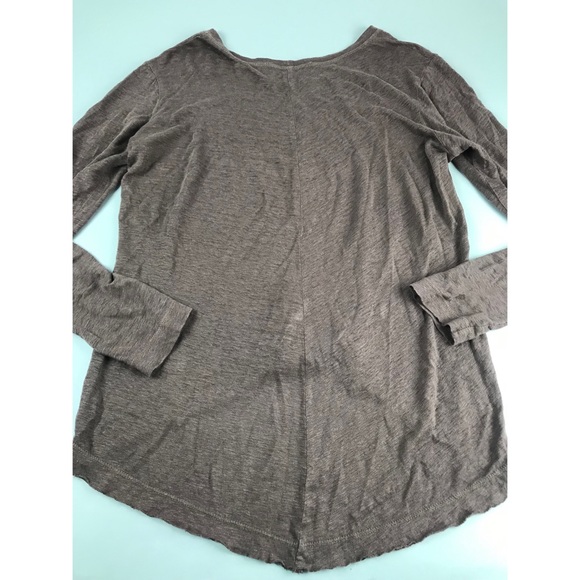 Wilt Brown Linen Lux Slub Long Sleeve Tee Top S - Picture 7 of 7